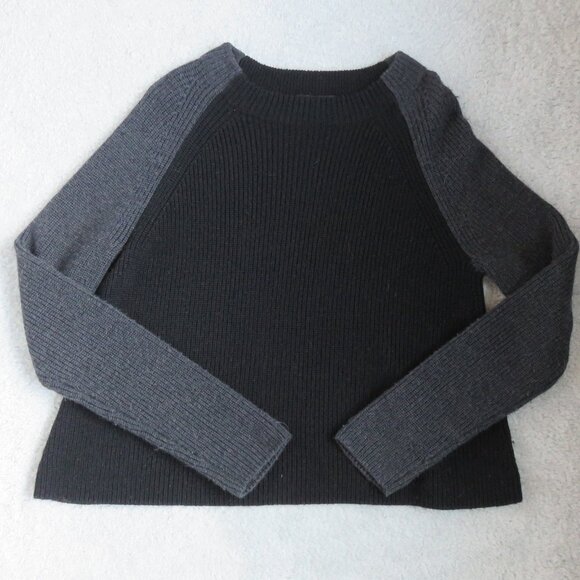Eileen Fisher Sz XXS Gray Color Block Oversized Extra Fine Merino Wool Sweater - Picture 14 of 14